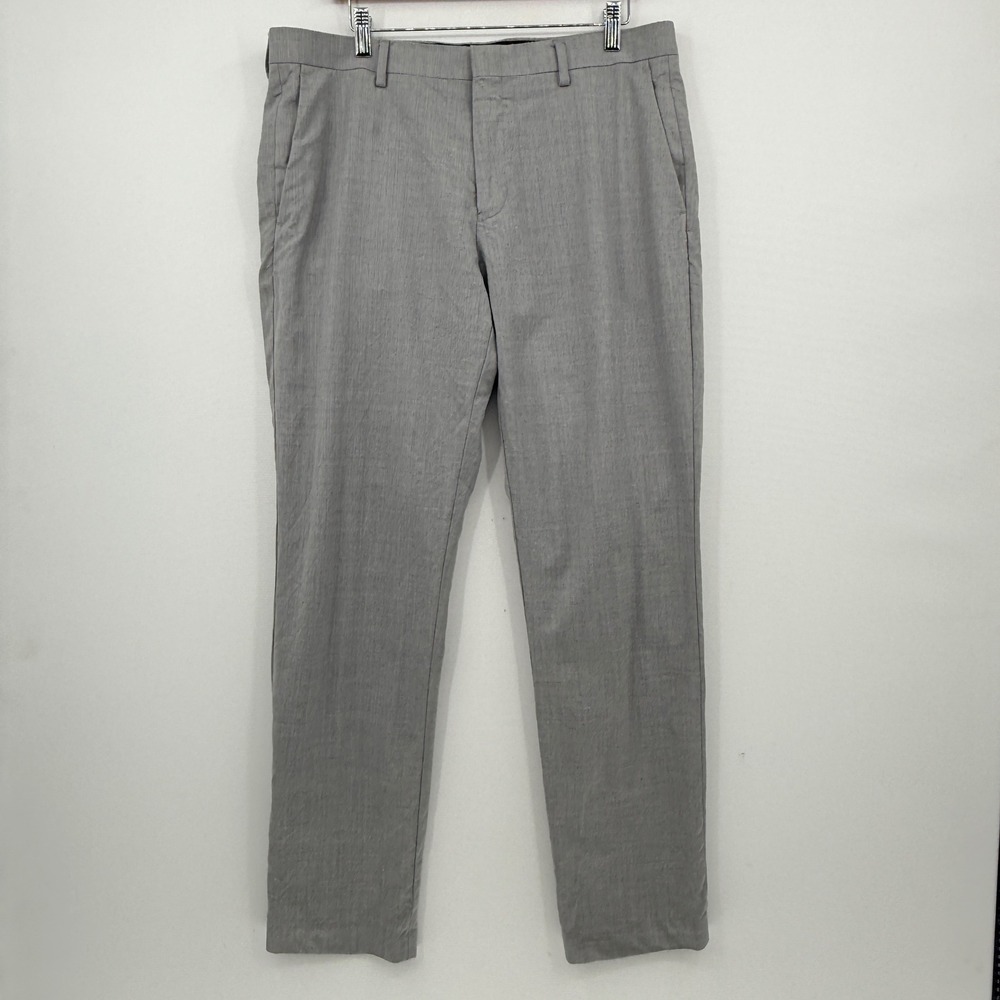 J.Crew Ludlow Wool Dress Pants Mens 34x32 Grey Slim Fit Flat Front Trousers 120s